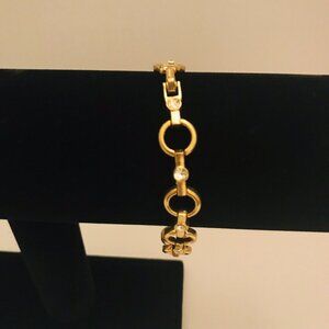 Avon Circle Link Bracelet 7” -8”  Goldtone Adjustable Tennis Bracelet J0727